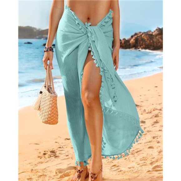 Sarong Cover Up Swimsuit blue - Picture 1 of 6